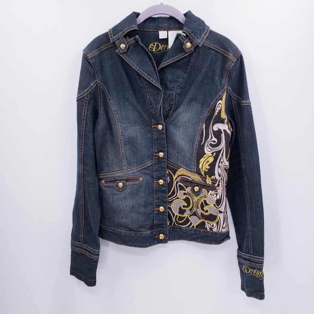 Dereon Beyonce Embroidered Denim Jacket, size Large